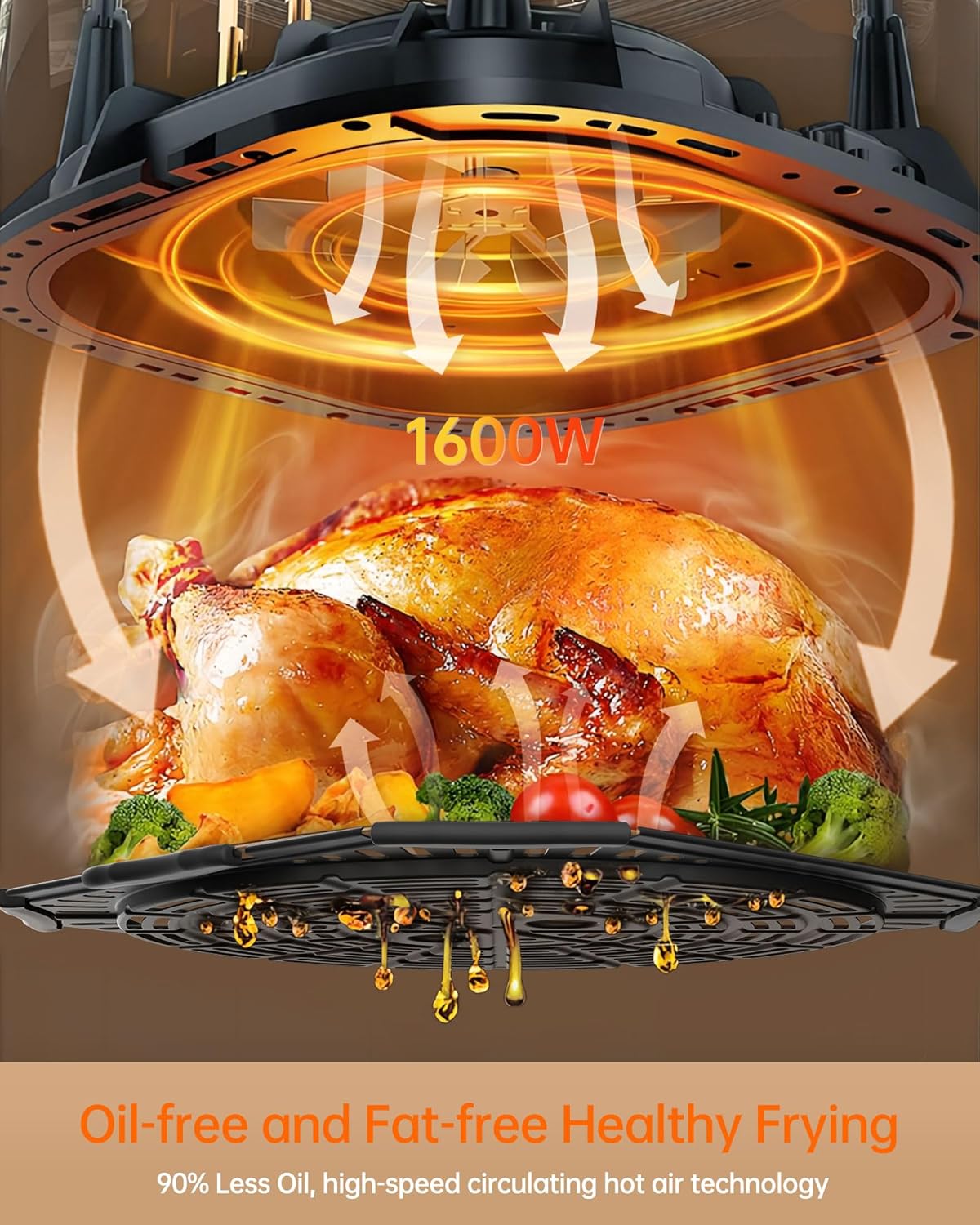 6.5QT Large Air Fryer with Clear Window and Washable Basket - 10-in-1 Presets for Crisp, Roast, Bake, and Reheat - Auto Shut-off and Nonstick - Includes Free Recipes for Easy Meals