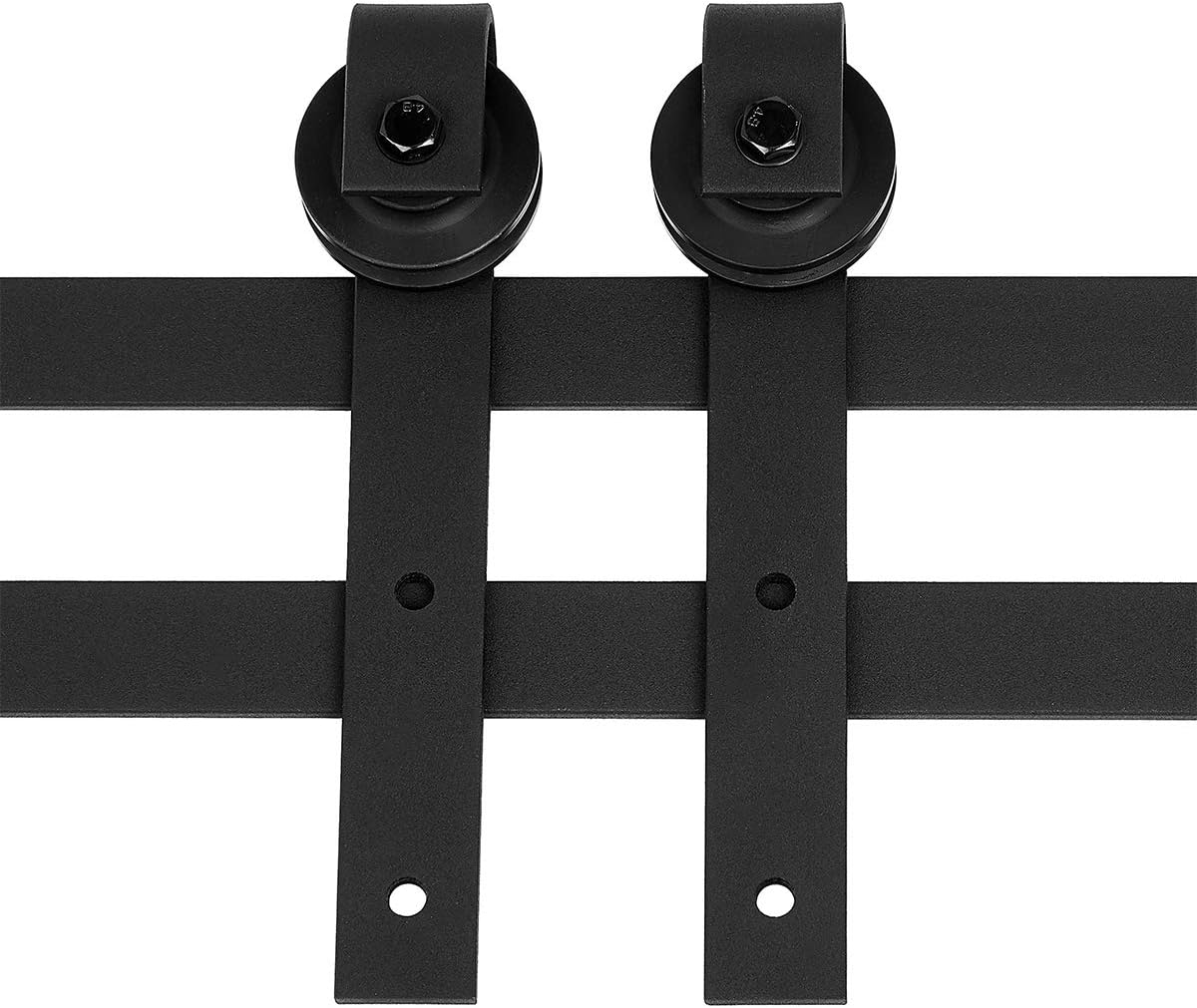 6.6 Foot Black J Shape Sliding Barn Door Hardware Kit by AmazonBasics - WildKart