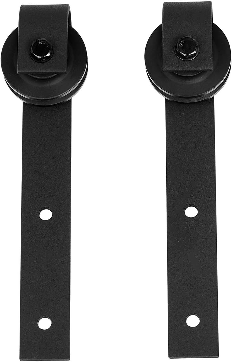 6.6 Foot Black J Shape Sliding Barn Door Hardware Kit by AmazonBasics - WildKart
