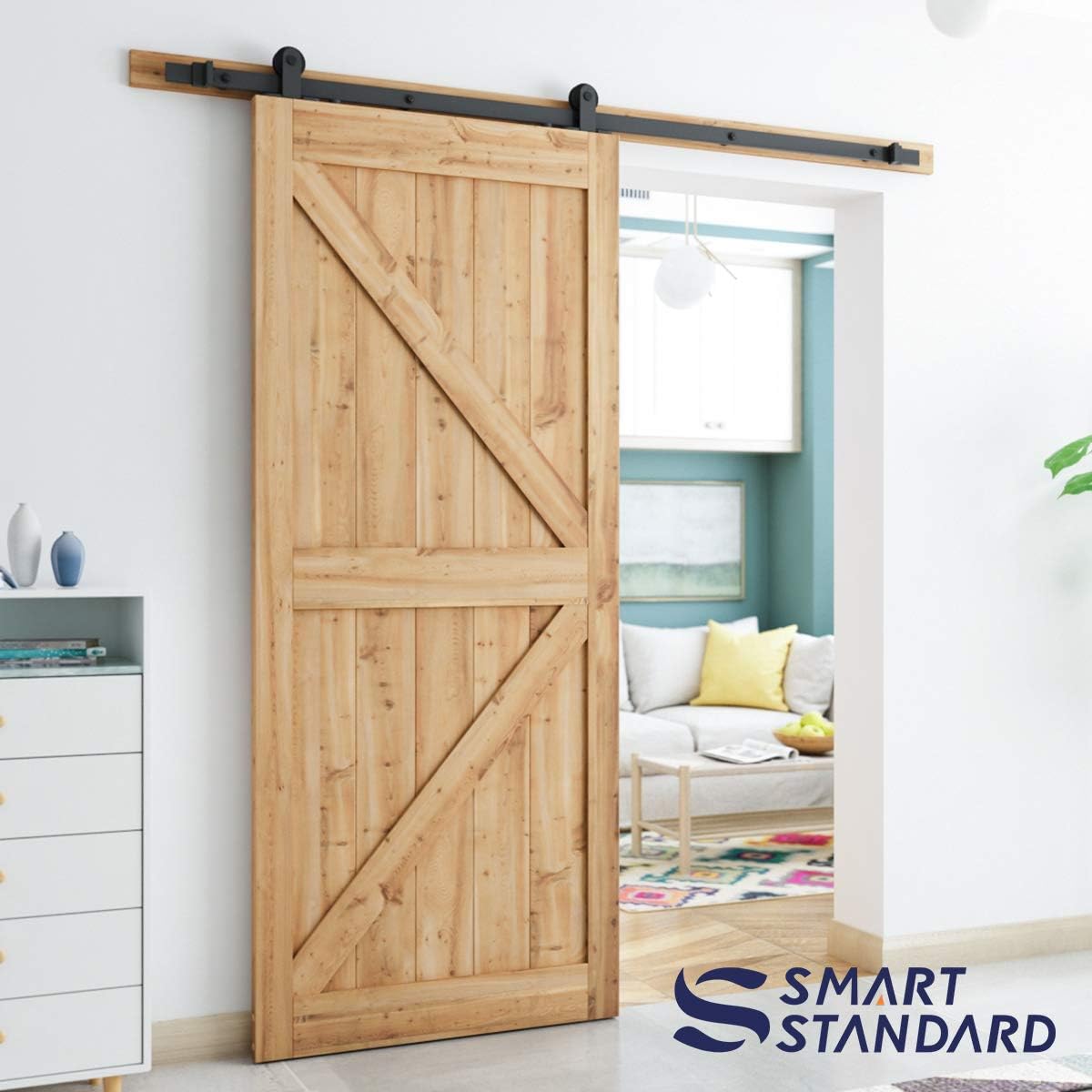 6.6 Ft Top Mount Sliding Barn Door Hardware Kit - Easy Installation & Smooth Operation - Fits 36"-40" Wide Door Panel - Step-by-Step Instructions Included - WildKart