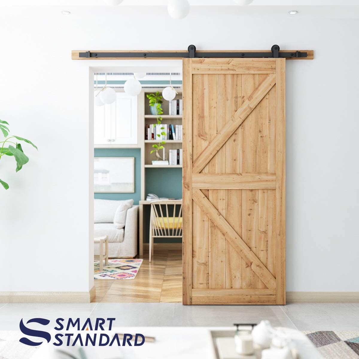 6.6 Ft Top Mount Sliding Barn Door Hardware Kit - Easy Installation & Smooth Operation - Fits 36"-40" Wide Door Panel - Step-by-Step Instructions Included - WildKart