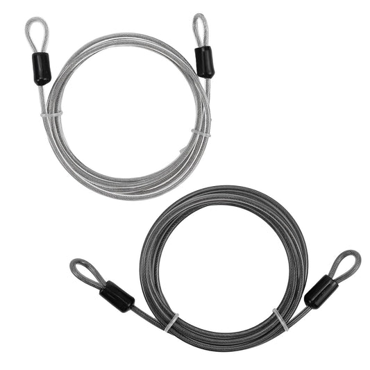 6.6ft Double Lock Security Cable Chain for Luggage - Black/Silver 2 Pack