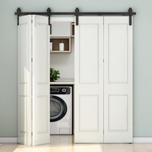 6.6FT Heavy Duty Bi-Folding Barn Door Hardware Sliding Track Kit for 4 Doors - Hardware Only