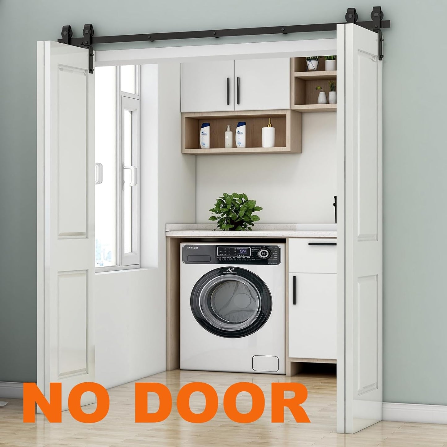 6.6FT Heavy Duty Bi-Folding Barn Door Hardware Sliding Track Kit for 4 Doors - Hardware Only