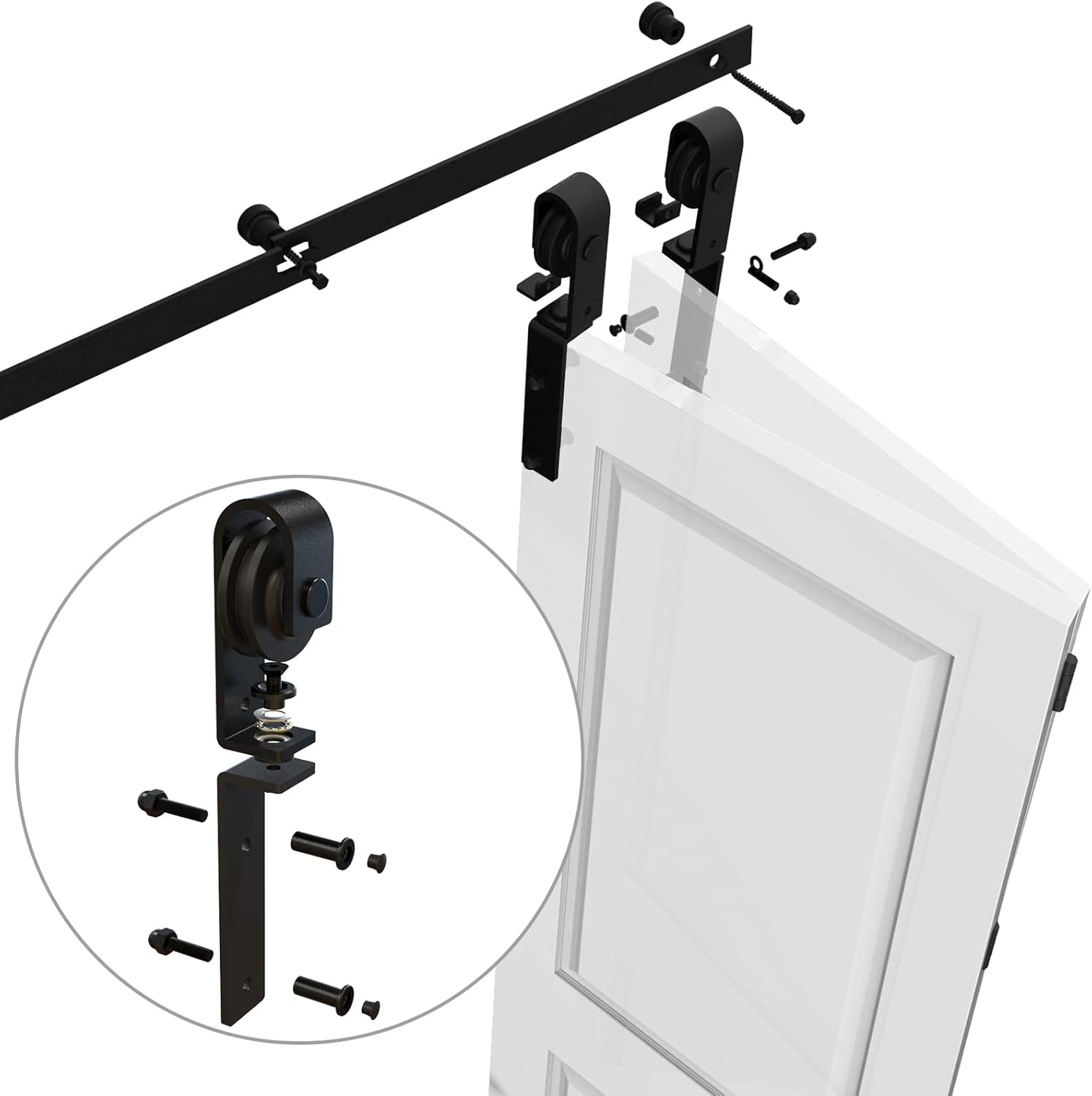 6.6FT Heavy Duty Bi-Folding Barn Door Hardware Sliding Track Kit for 4 Doors - Hardware Only