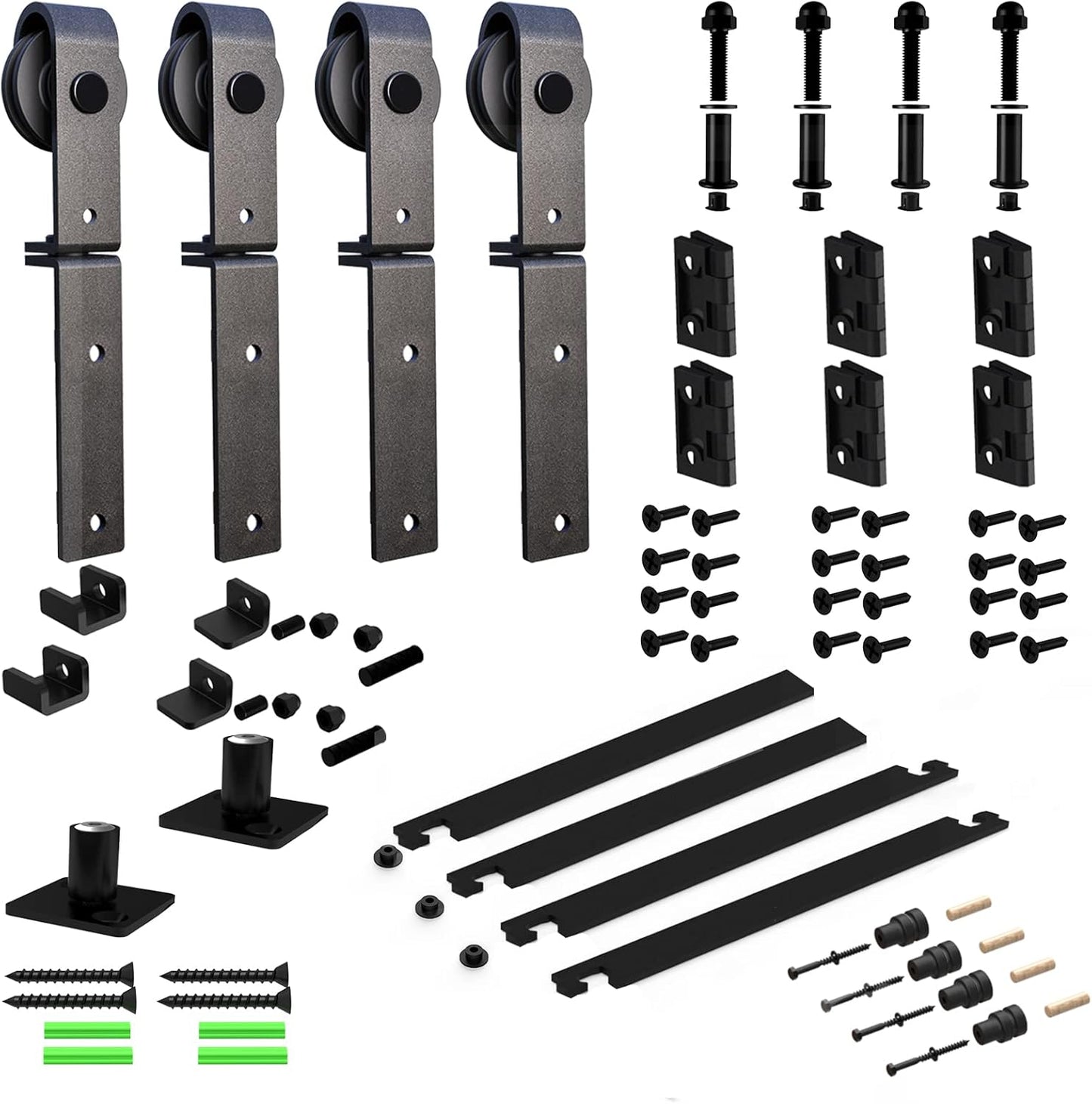 6.6FT Heavy Duty Bi-Folding Barn Door Hardware Sliding Track Kit for 4 Doors - Hardware Only