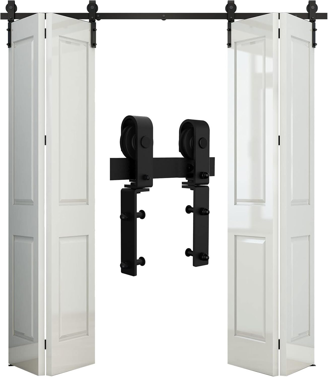 6.6FT Heavy Duty Bi-Folding Barn Door Hardware Sliding Track Kit for 4 Doors - Hardware Only