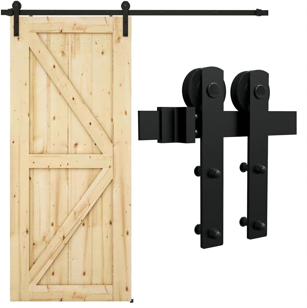 6.6FT Sliding Barn Door Hardware Kit for Single Wood Door - Easy Installation, Fits 35"-40" Wide, 1.18"-1.96" Thickness - Smooth & Quiet Operation, Includes Instructions