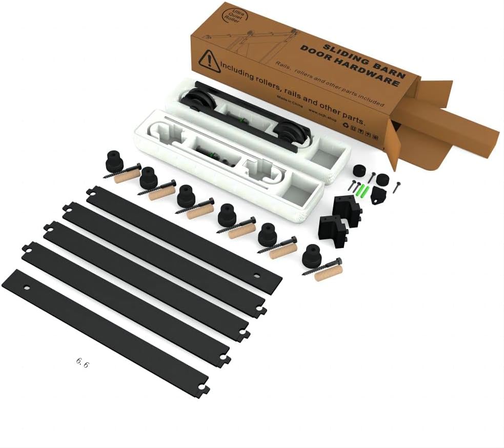 6.6FT Sliding Barn Door Hardware Kit for Single Wood Door - Easy Installation, Fits 35"-40" Wide, 1.18"-1.96" Thickness - Smooth & Quiet Operation, Includes Instructions