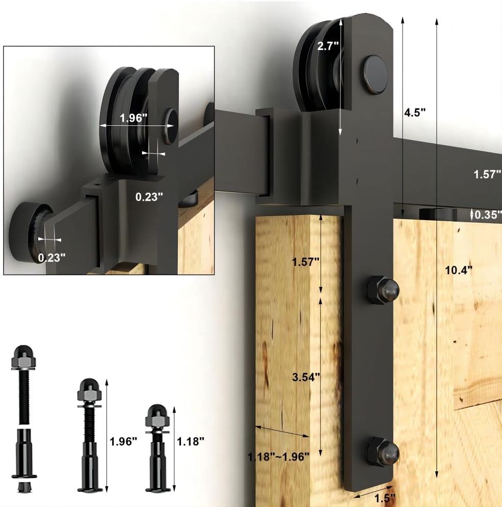 6.6FT Sliding Barn Door Hardware Kit for Single Wood Door - Easy Installation, Fits 35"-40" Wide, 1.18"-1.96" Thickness - Smooth & Quiet Operation, Includes Instructions