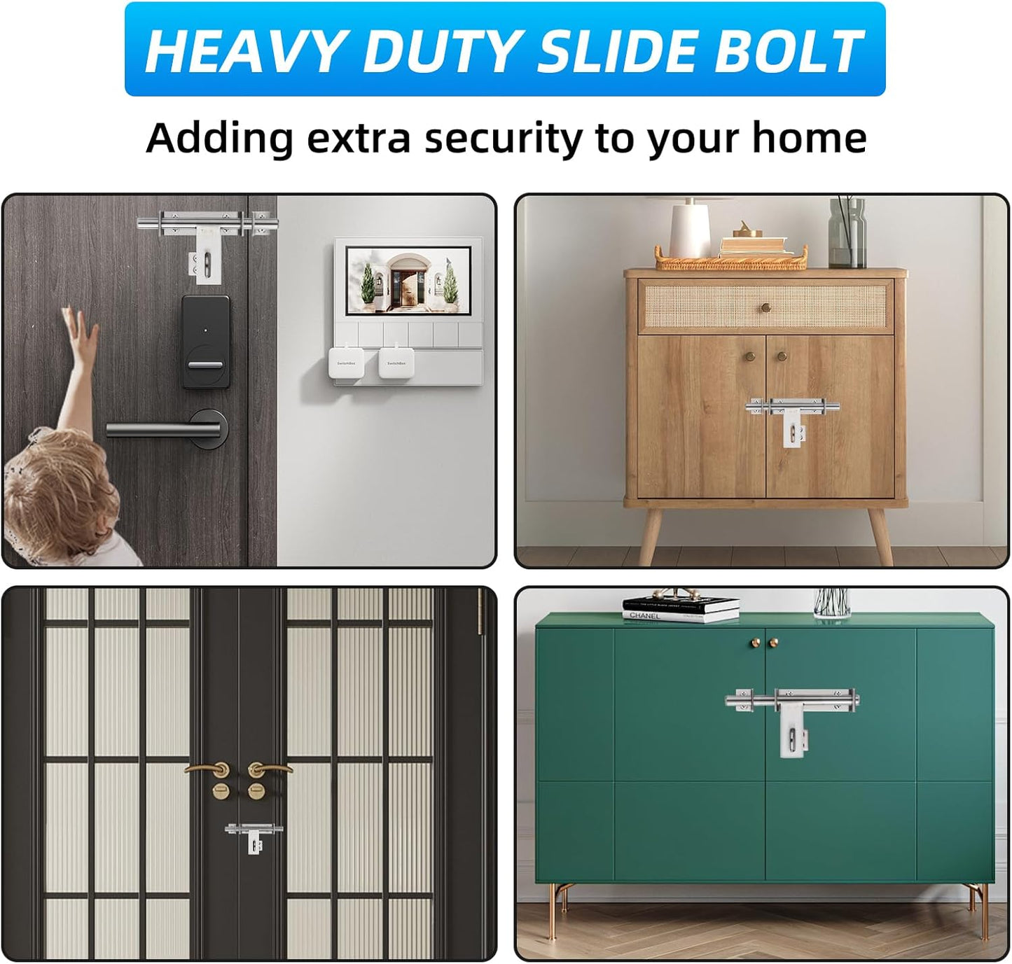 6.7 Inch Heavy Duty Stainless Steel Barrel Bolt Lock for Doors and Gates with Padlock Hole