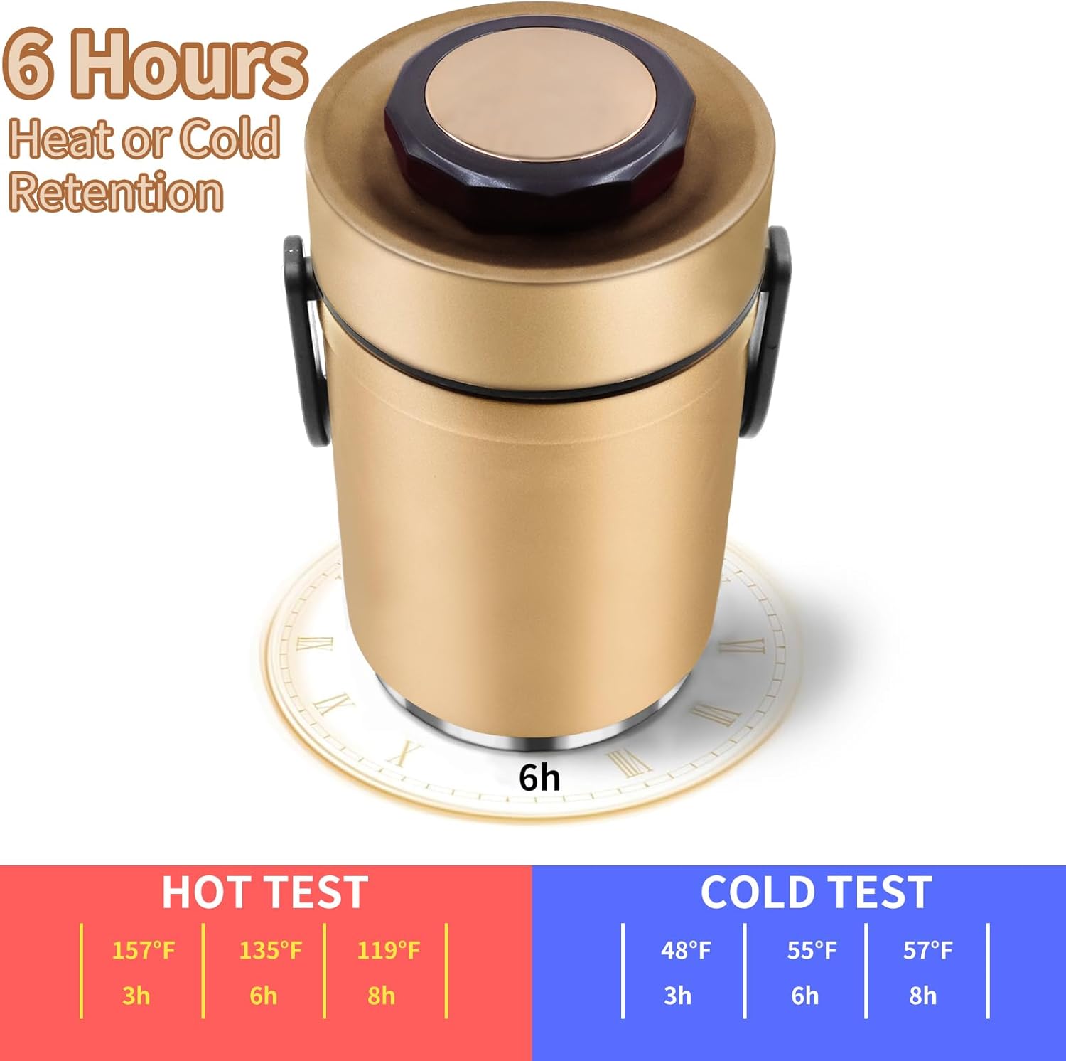 67oz Insulated Lunch Box for Hot Food, 3-Layer Stackable Thermos Jar with Insulated Bag - Ideal for Office & Outdoor Dining (Gold)