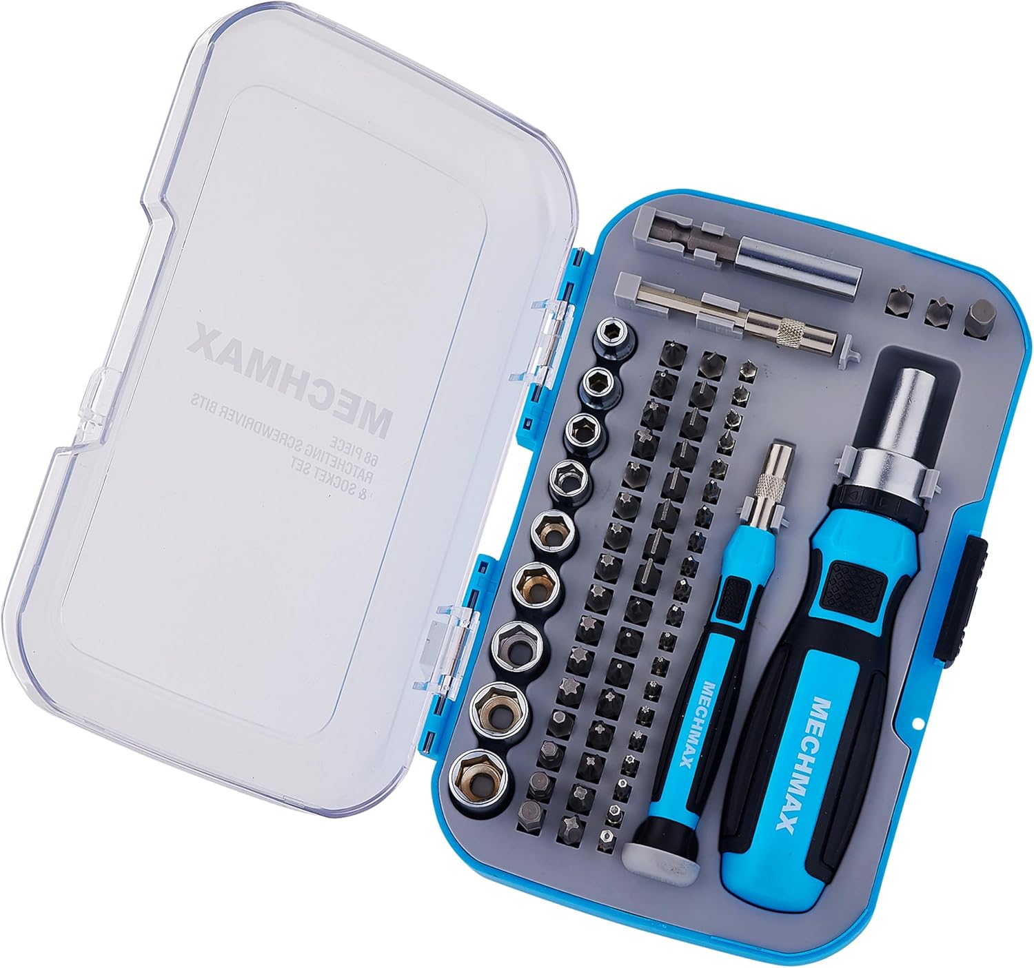 68 Piece MECHMAX Ratcheting Screwdriver Set with Magnetic Bits and Socket in Case - Ideal for Home, Office, Car, Automotive - Perfect Gift for Men, Back to School, or Ring Doorbell Tool Kit