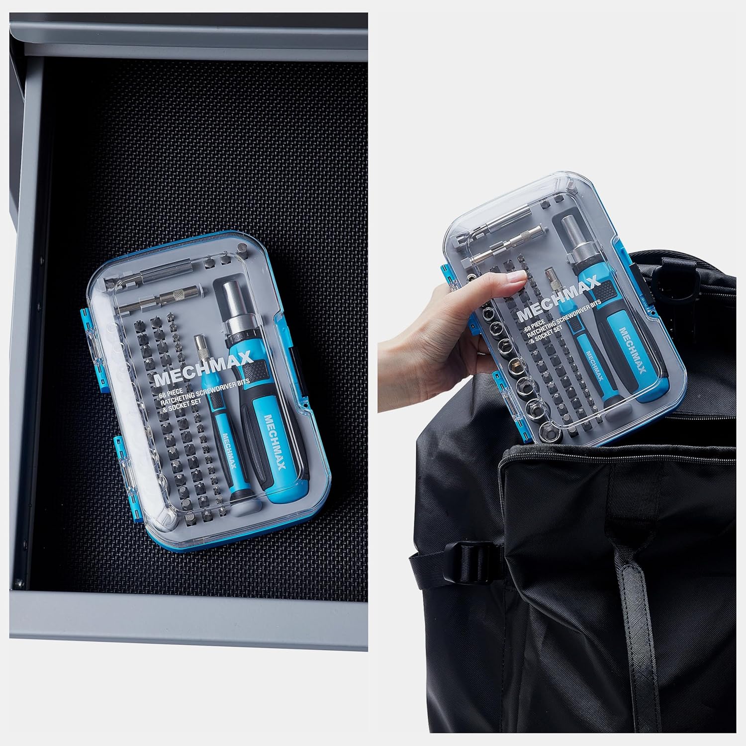 68 Piece MECHMAX Ratcheting Screwdriver Set with Magnetic Bits and Socket in Case - Ideal for Home, Office, Car, Automotive - Perfect Gift for Men, Back to School, or Ring Doorbell Tool Kit