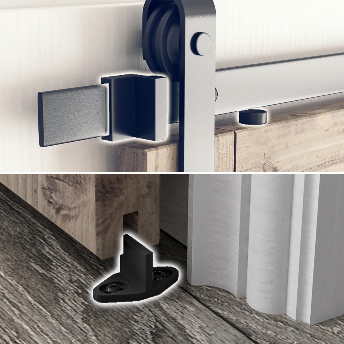 6.8FT Barn Door Hardware Kit with J Shape Hanger for 40" Wide Door Panel - Easy Installation, Smooth & Quiet Sliding Track - Step-by-Step Instructions Included - WildKart