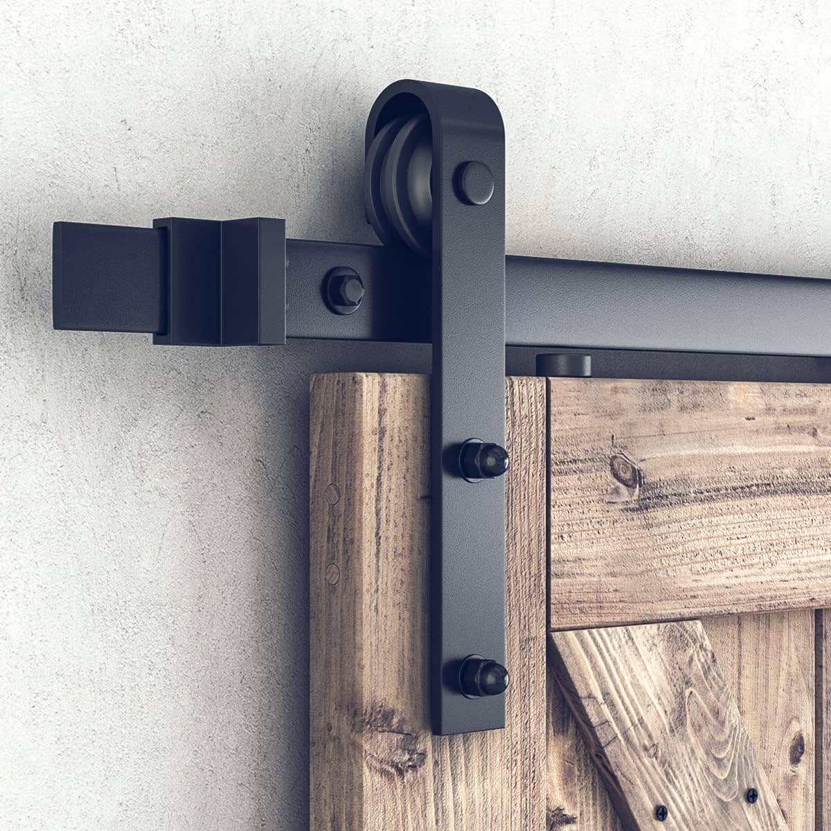 6.8FT Sliding Barn Door Hardware Kit with Pull Handle Set & Floor Guide - Smooth & Quiet Operation, Easy Installation - Fits 36"-40" Wide Door Panel - WildKart