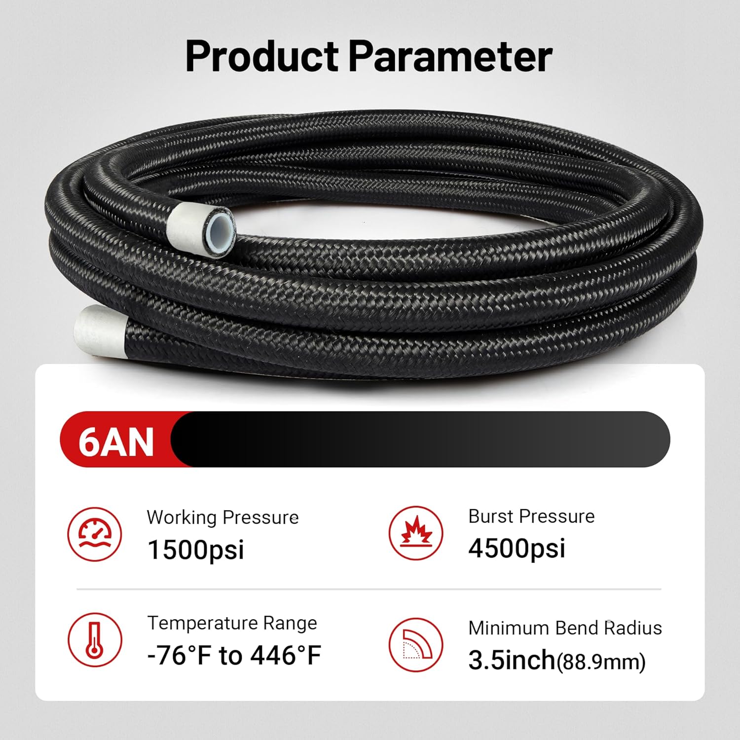 6AN PTFE Fuel Line Kit with AN6 E85 Nylon Braided Fuel Hose - 16FT (5/16 Inch ID) by EVIL ENERGY