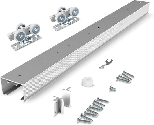 6FT Barnsmith Pocket Door Kit with Durable Track and White Rollers - Easy Installation for 24"-36" Wide Doors