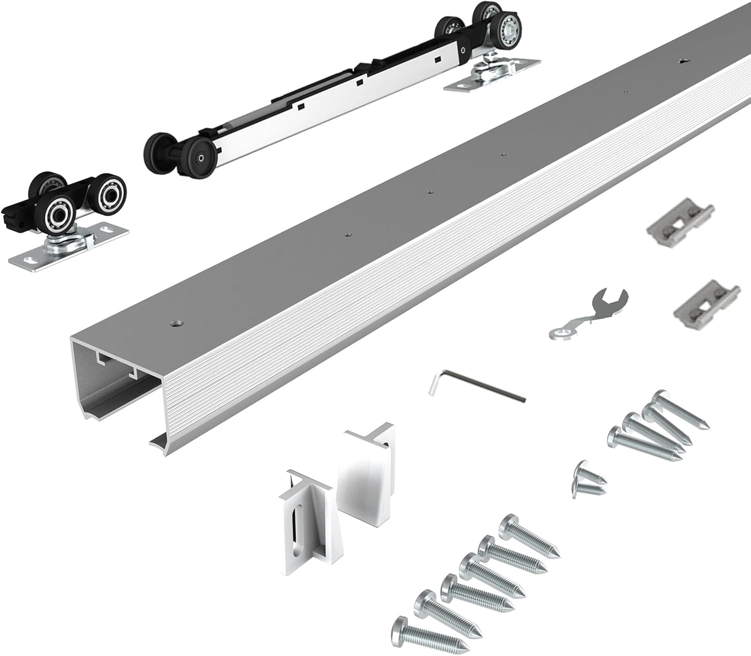 6FT Commercial Grade Pocket Door Hardware and Track Set with Soft Close Mechanism - Fits 24"-36" Wide Doors - Durable, Smooth, and Easy to Install