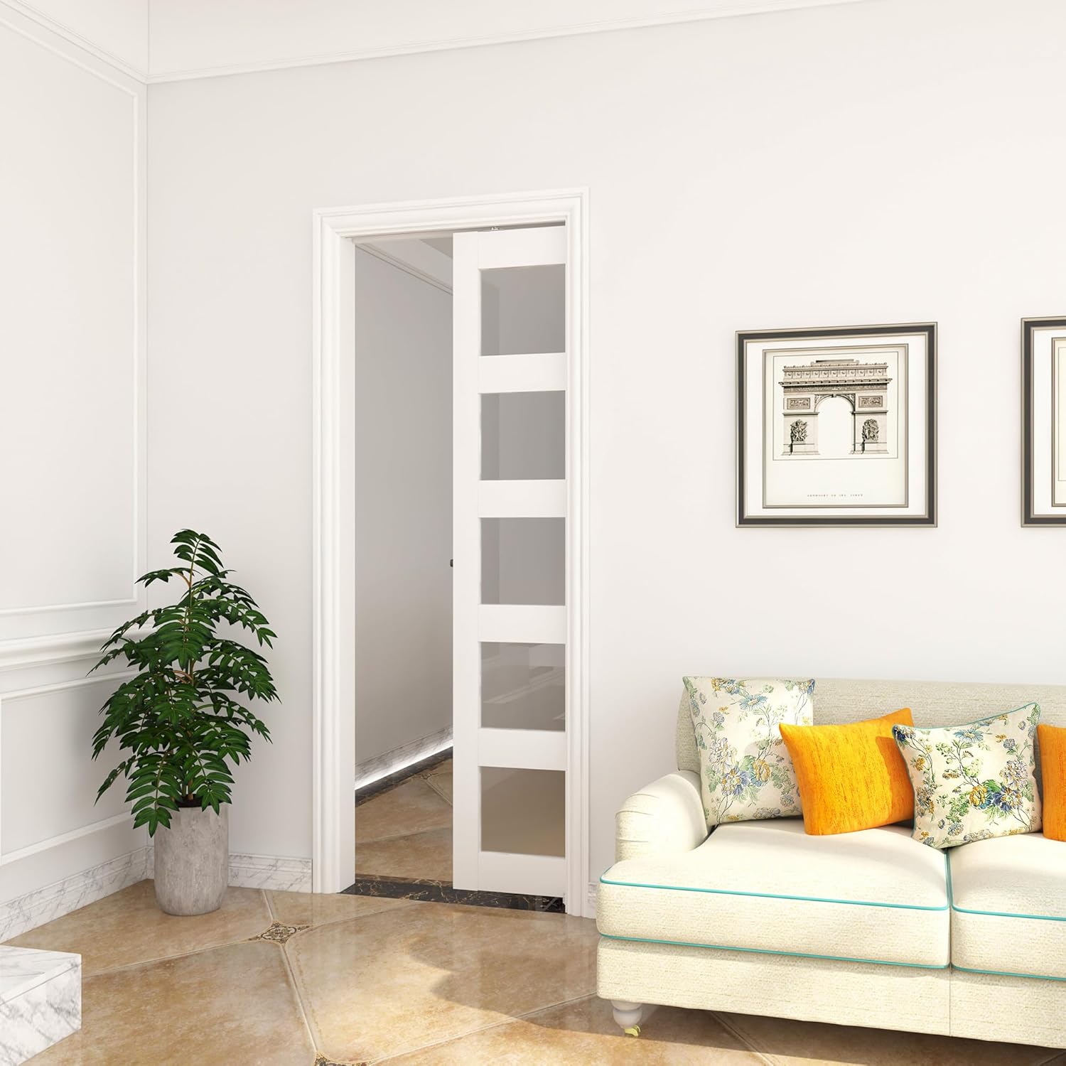 6FT Commercial Grade Pocket Door Hardware and Track Set with Soft Close Mechanism - Fits 24"-36" Wide Doors - Durable, Smooth, and Easy to Install