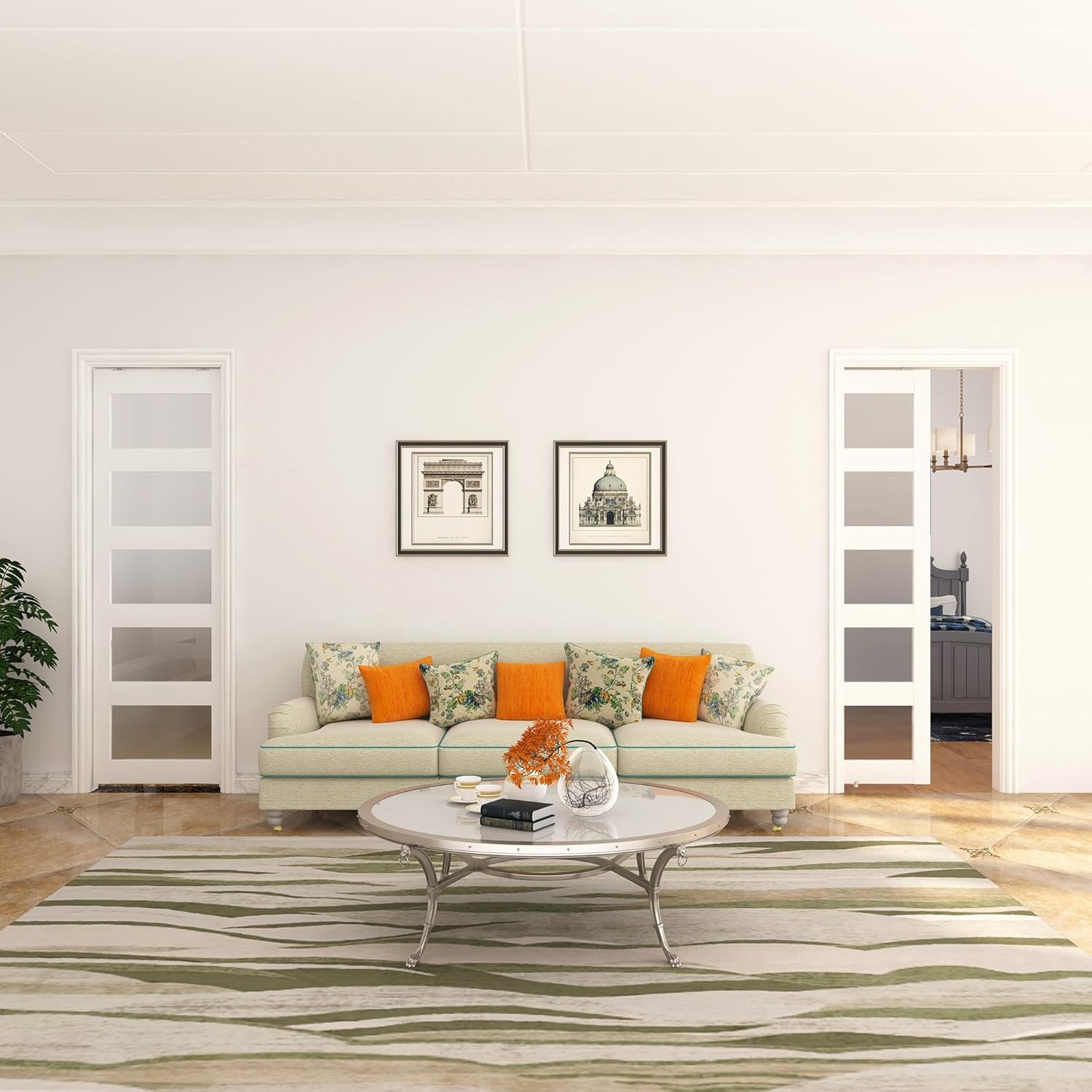 6FT Commercial Grade Pocket Door Hardware and Track Set with Soft Close Mechanism - Fits 24"-36" Wide Doors - Durable, Smooth, and Easy to Install