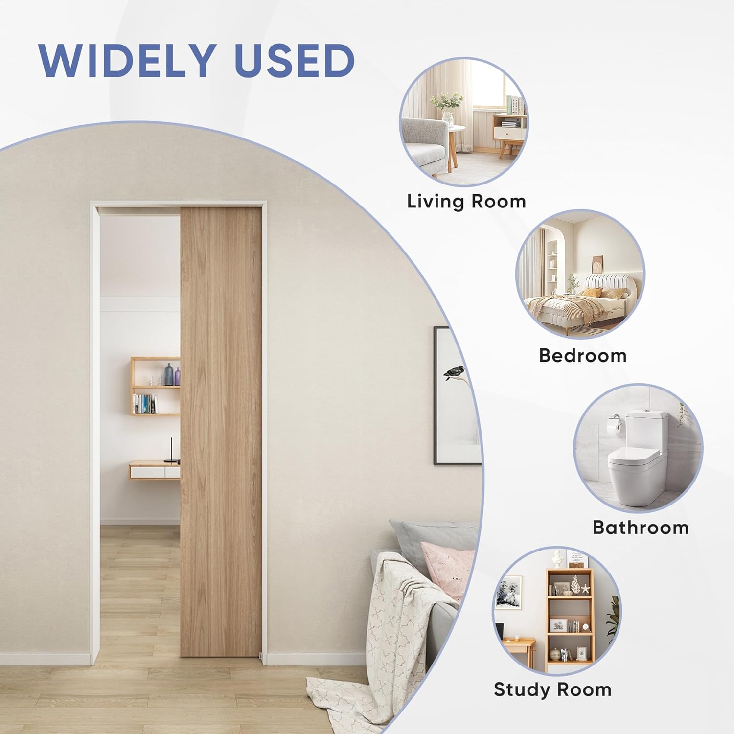 6FT Commercial Grade Sliding Pocket Door Hardware and Track Set - Durable, Smooth, Easy Install - 68.7'' Track Length - WildKart