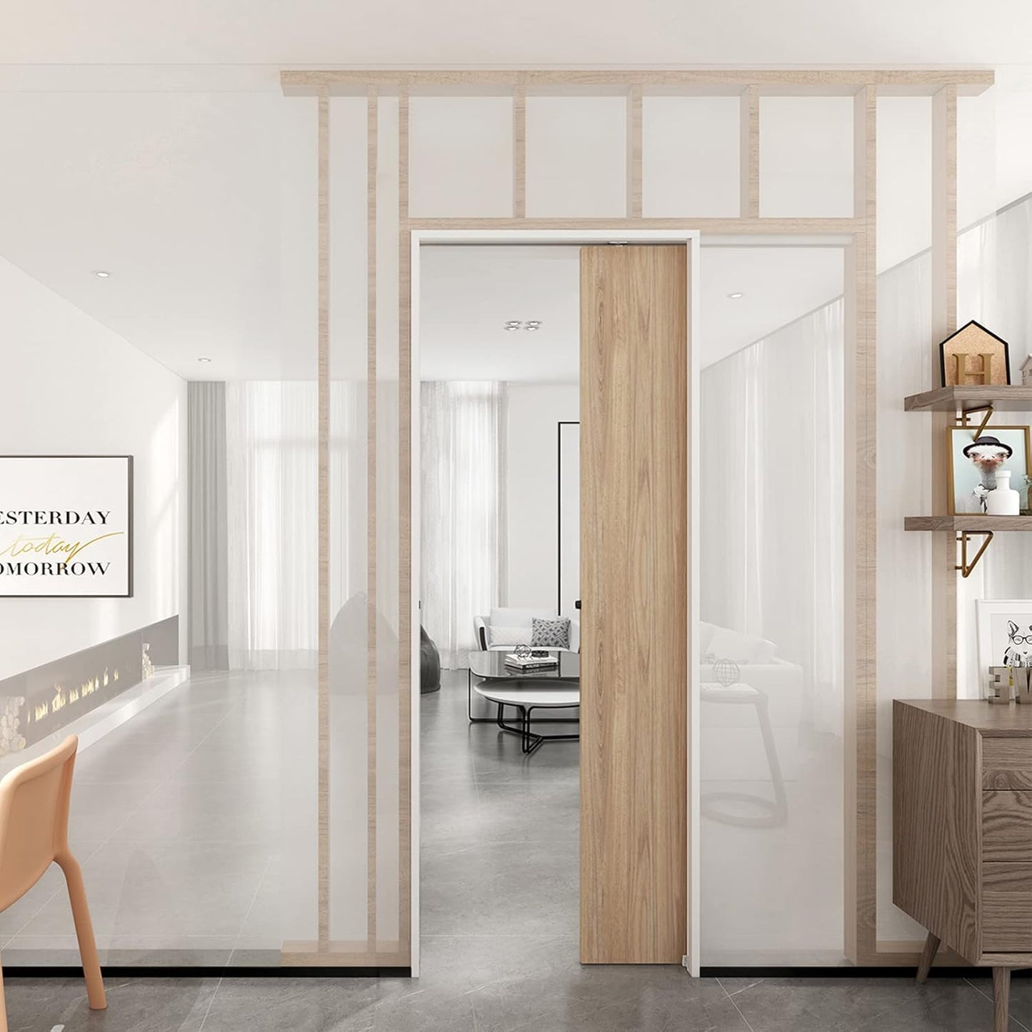 6FT Commercial Grade Sliding Pocket Door Hardware and Track Set - Durable, Smooth, Easy Install - 68.7'' Track Length - WildKart