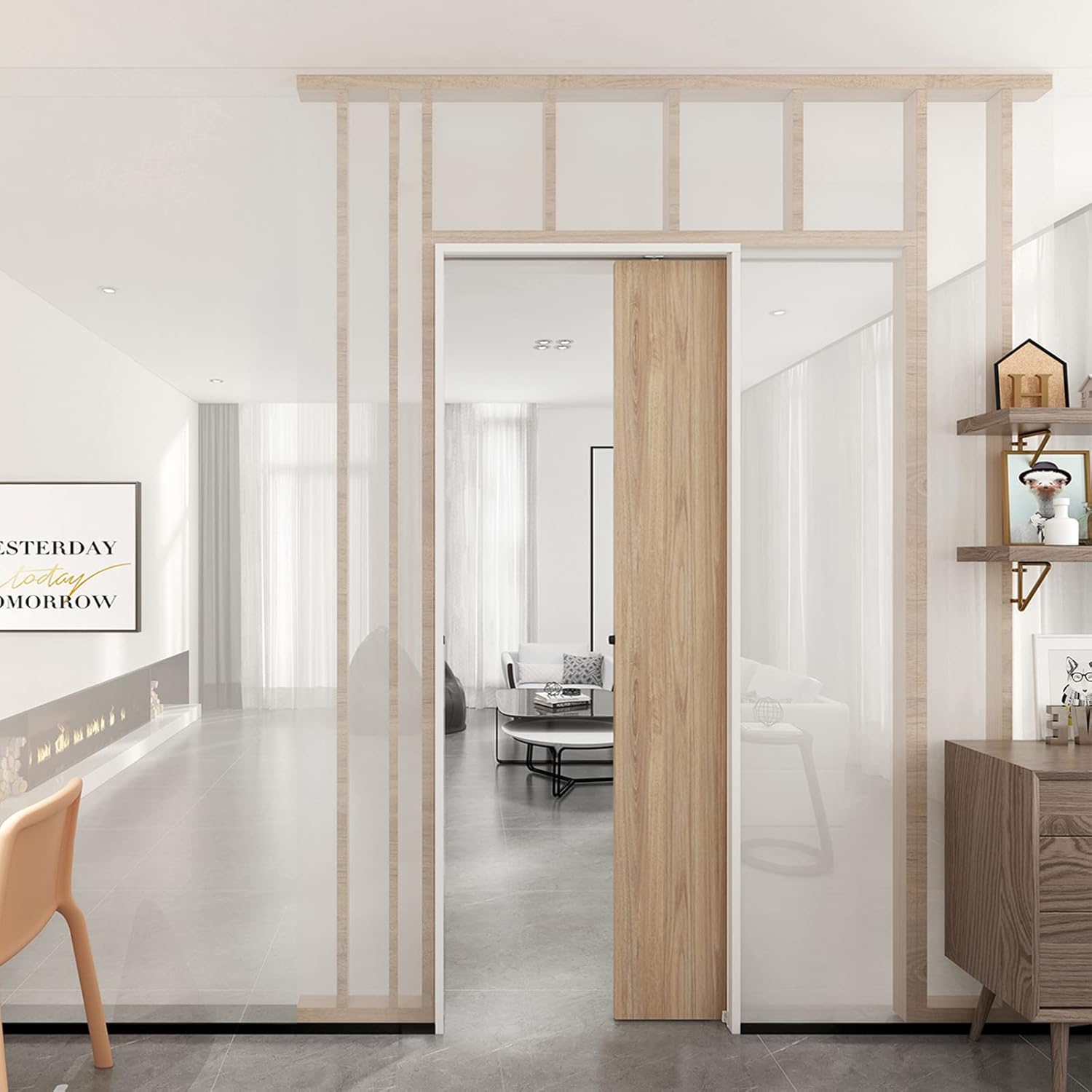 6FT Commercial Grade Sliding Pocket Door Hardware and Track Set - Durable, Smooth, Easy Install - 68.7'' Track Length - WildKart