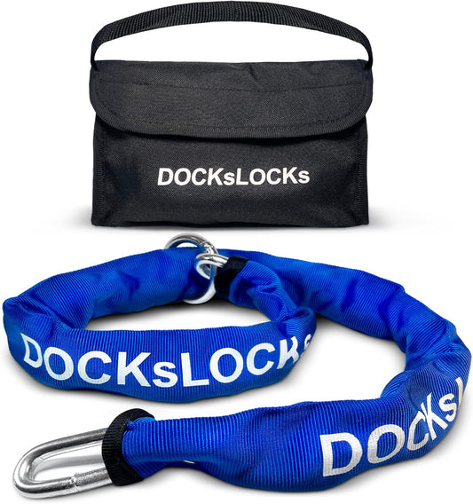 6ft DocksLocks Heavy Duty Cinch Style Security Chain for Bikes, Motorcycles, Scooters, ATVs, Trailers - Weatherproof Hardened Steel