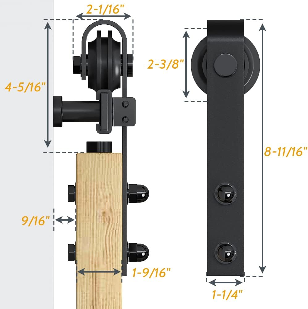6FT Sliding Barn Door Hardware Kit - Smooth & Quiet Installation - Easy Install Manual - Lite Version - Black - SKYSEN (J-Lite-5) - WildKart