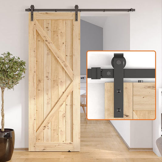 6FT Sliding Barn Door Hardware Kit with Combination Barn Door Track - Easy to Install - Manual Included - Black Finish - 1/4" Thick Material - WildKart