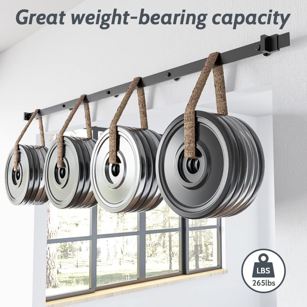 6FT Sliding Barn Door Hardware Kit with Combination Barn Door Track - Easy to Install - Manual Included - Black Finish - 1/4" Thick Material - WildKart
