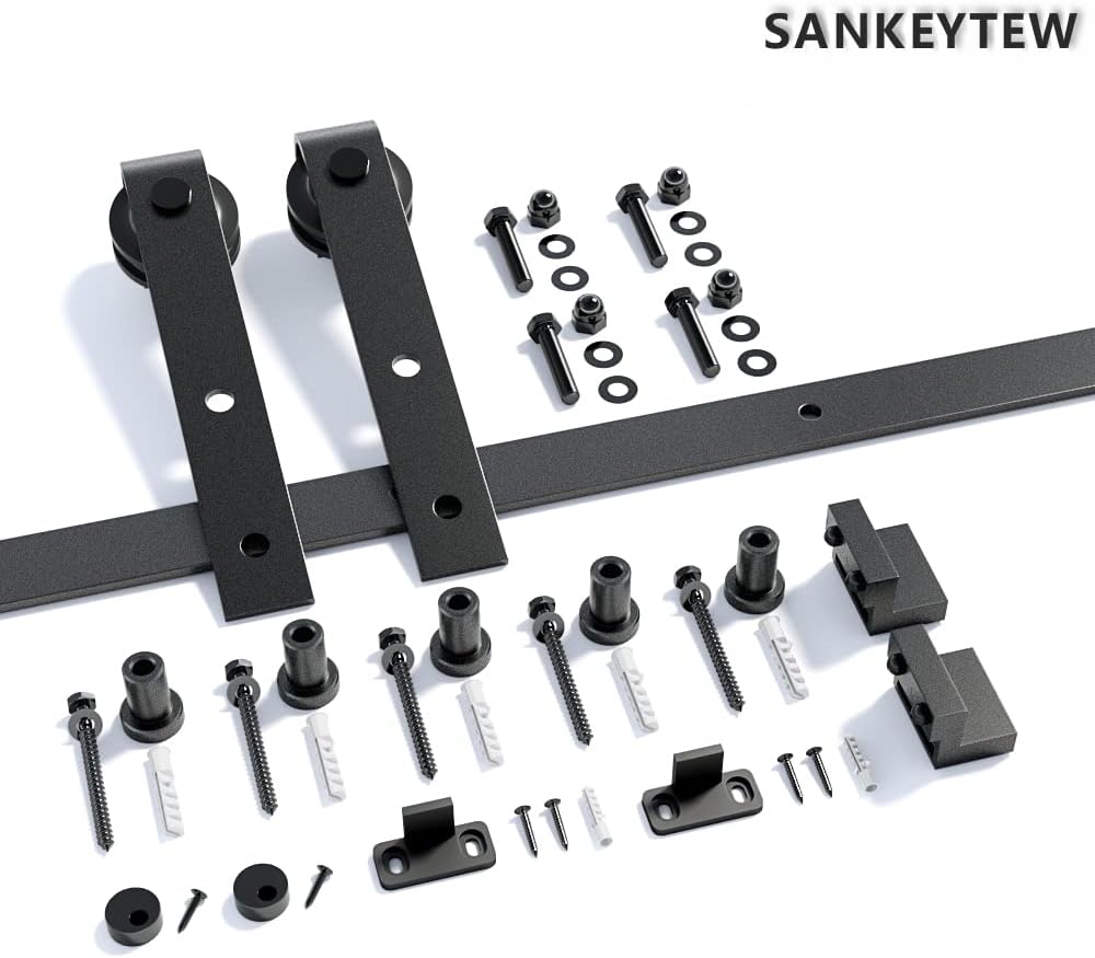 6FT Sliding Barn Door Hardware Kit with Combination Barn Door Track - Easy to Install - Manual Included - Black Finish - 1/4" Thick Material - WildKart