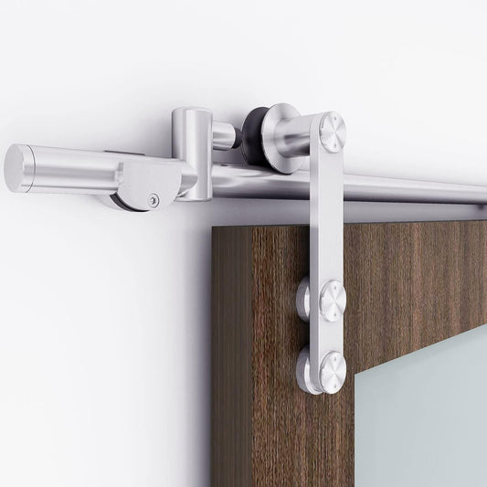 6FT Stainless Steel Sliding Barn Door Hardware Kit - Heavy Duty, Anti-Rust, Smooth Glide, Easy Install - For 30"-36" Single Door - WildKart