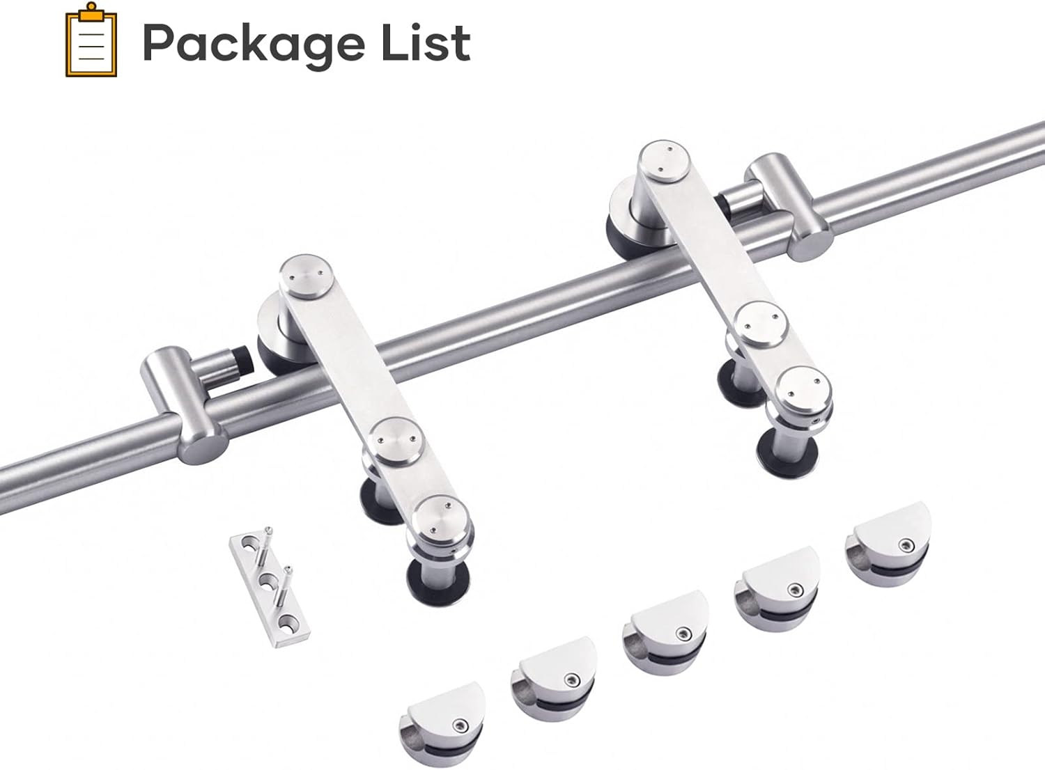6FT Stainless Steel Sliding Barn Door Hardware Kit - Heavy Duty, Anti-Rust, Smooth Glide, Easy Install - For 30"-36" Single Door - WildKart