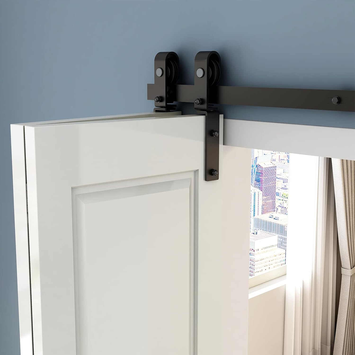 6FT/72'' Bi-Folding Barn Door Hardware Sliding Track Kit - Heavy Duty for 4 Doors (Hardware Only)