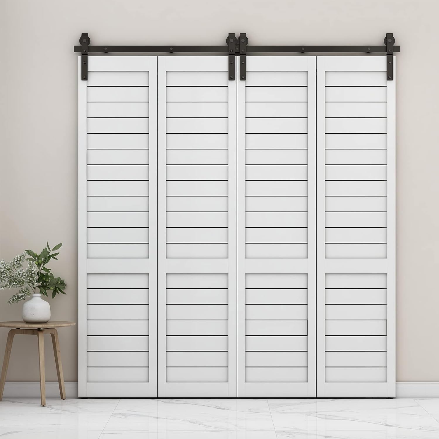 6FT/72'' Bi-Folding Barn Door Hardware Sliding Track Kit - Heavy Duty for 4 Doors (Hardware Only)