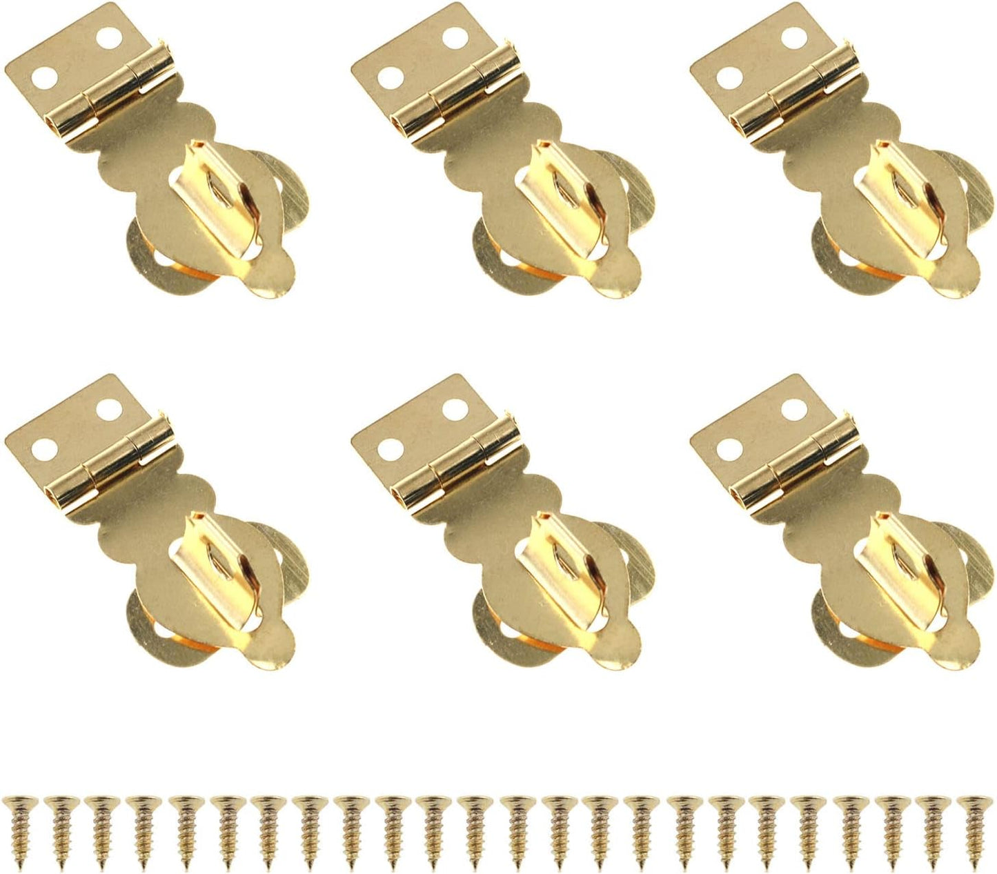 6pcs Brass Solid Padlock Hasp Buckles with Screws for Wooden Boxes, Wine Gifts, Handbags - Furniture Hardware