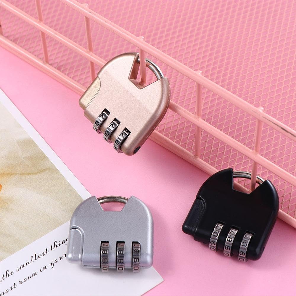 6pcs Heart Shape Padlock Luggage Travel Lock - Love Shape Password Lock for Suitcase - Combination Padlock for Gym Drawer - 3 Dial Digit Password Lock