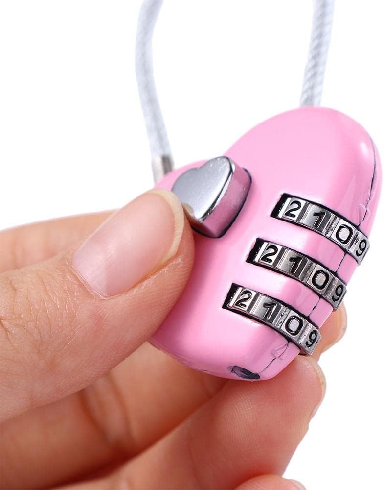 6pcs Heart Shape Padlock Luggage Travel Lock - Love Shape Password Lock for Suitcase - Combination Padlock for Gym Drawer - 3 Dial Digit Password Lock