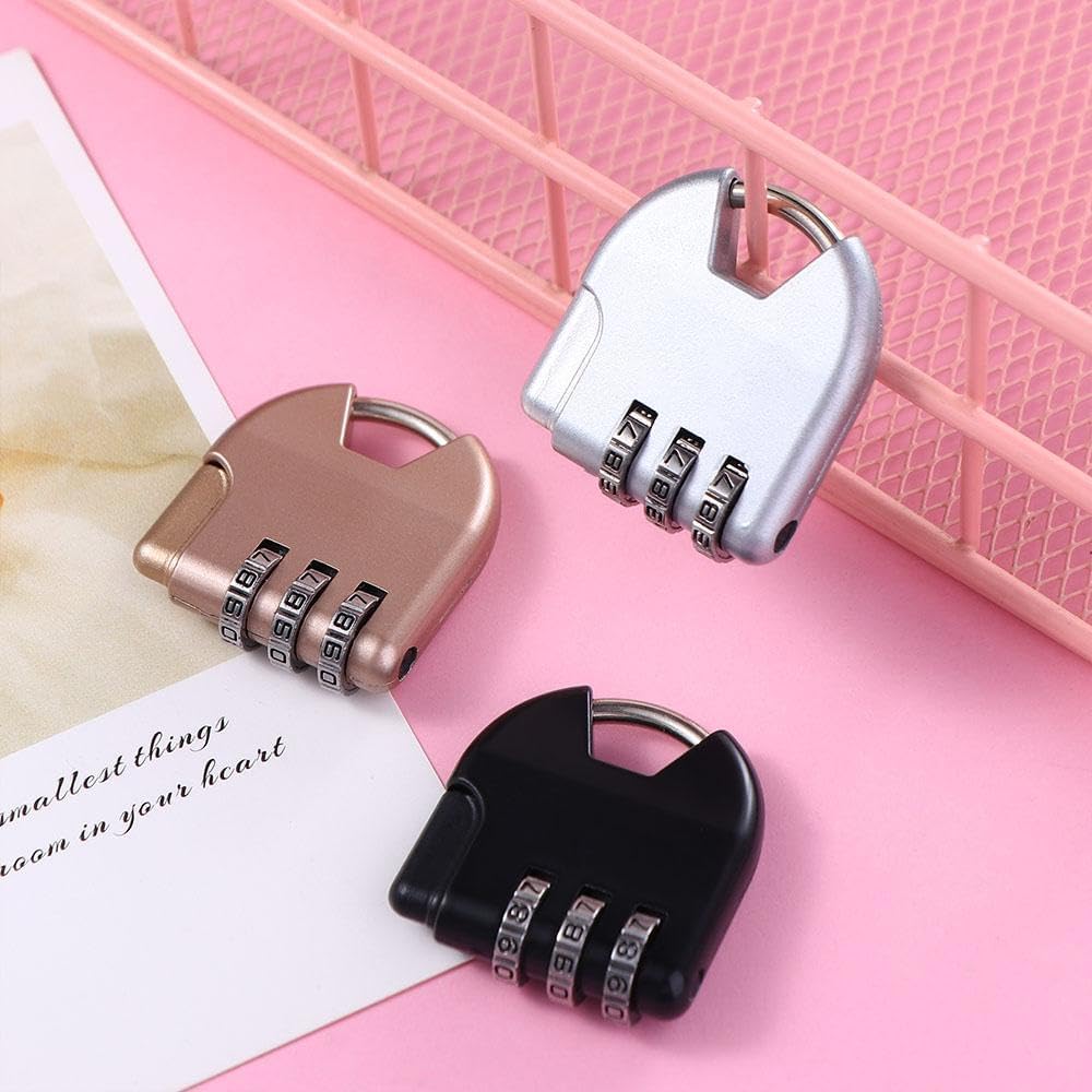 6pcs Heart Shape Padlock Luggage Travel Lock - Love Shape Password Lock for Suitcase - Combination Padlock for Gym Drawer - 3 Dial Digit Password Lock