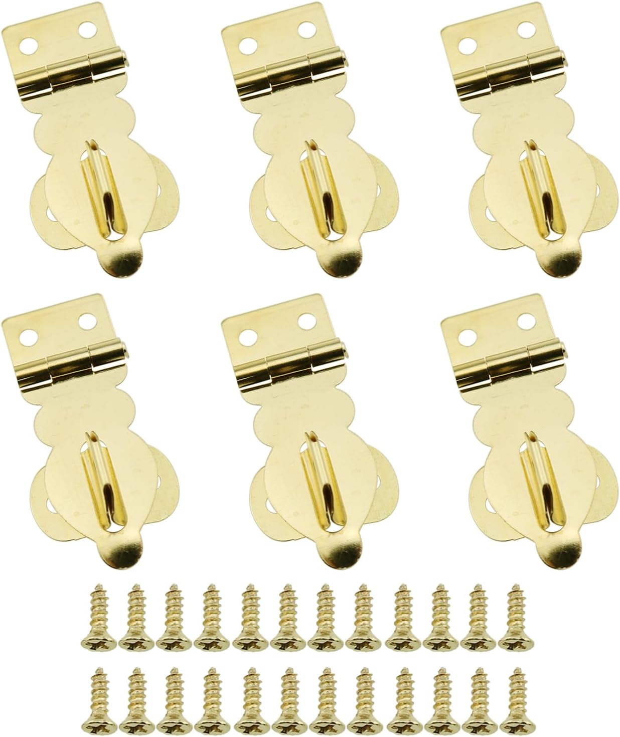 6PCS Mini Decorative Hitch Padlock Set - Solid Brass Gold Coloured with Clasp for Wooden Crates, Jewelry Boxes, and Toolboxes
