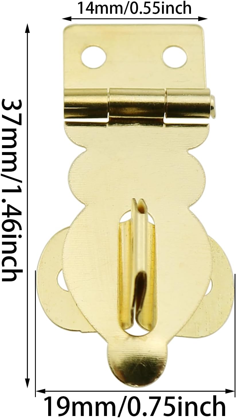 6PCS Mini Decorative Hitch Padlock Set - Solid Brass Gold Coloured with Clasp for Wooden Crates, Jewelry Boxes, and Toolboxes