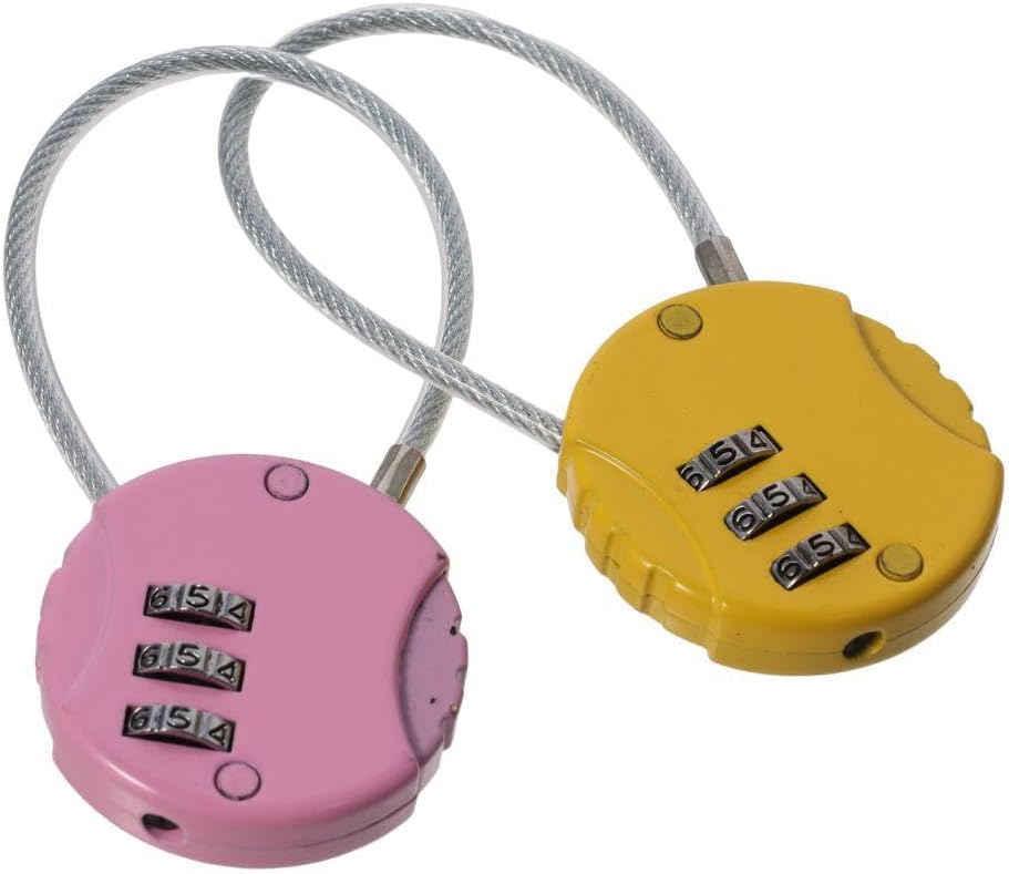 6Pcs Multicolor 3 Digit Combination Locks with Wire Rope for Backpacks, Suitcases, Doors, and Sports Lockers