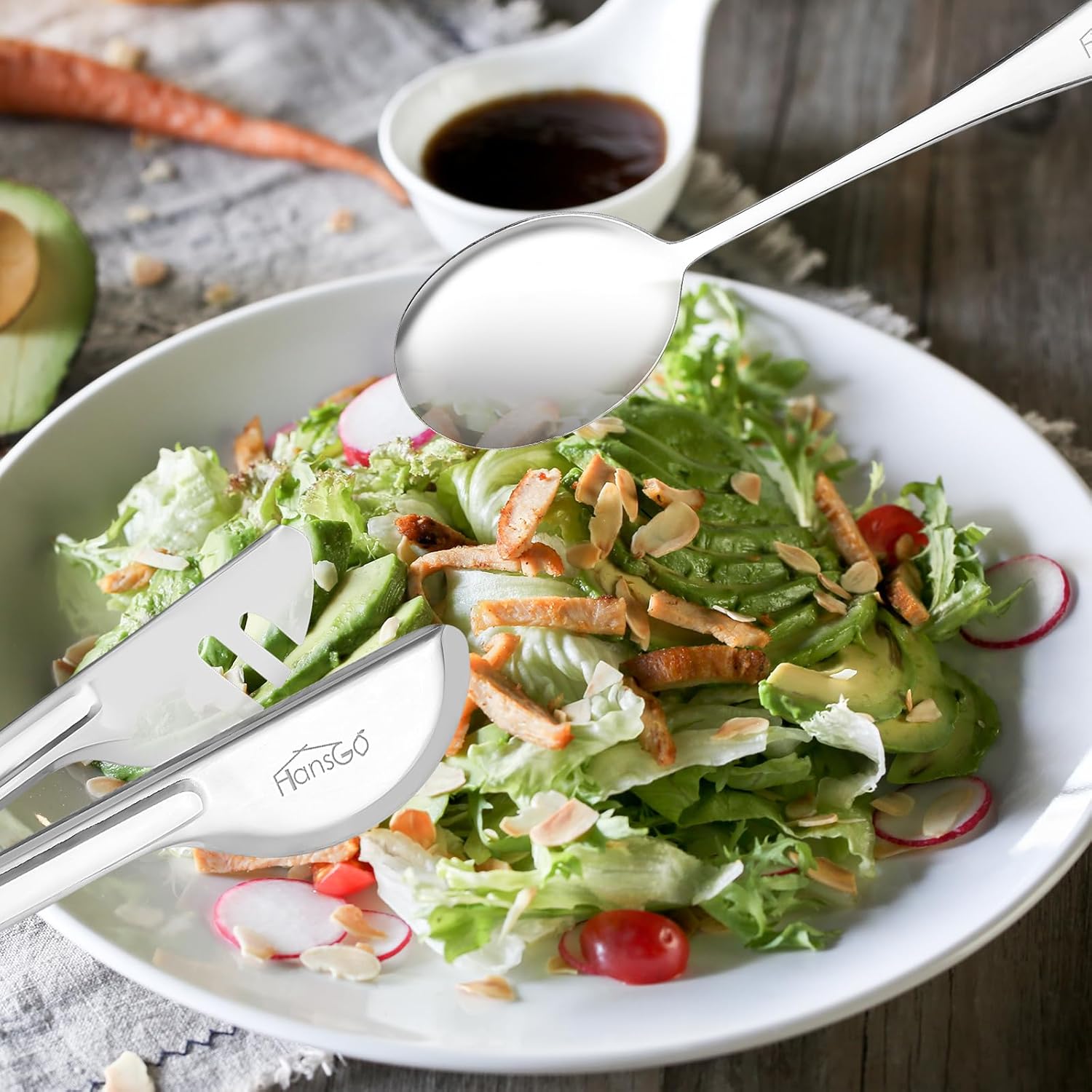 6PCS Stainless Steel Serving Utensils Set - Includes 2 Serving Spoons, 2 Slotted Spoons, 2 Serving Tongs - Ideal for Wedding, Party, Family Dinners