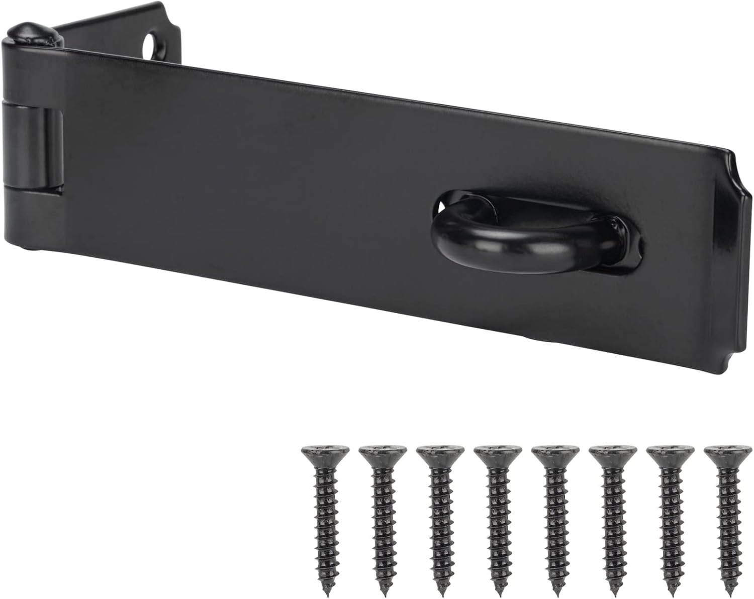 7-3/4" Heavy Duty Steel Door Hasp Latch for Safety Gate Lock - Black Finish - WildKart