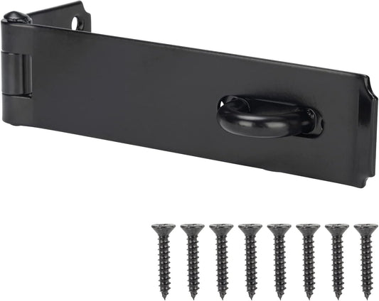 7-3/4" Heavy Duty Steel Door Hasp Latch for Safety Gate Lock - Black Finish - WildKart
