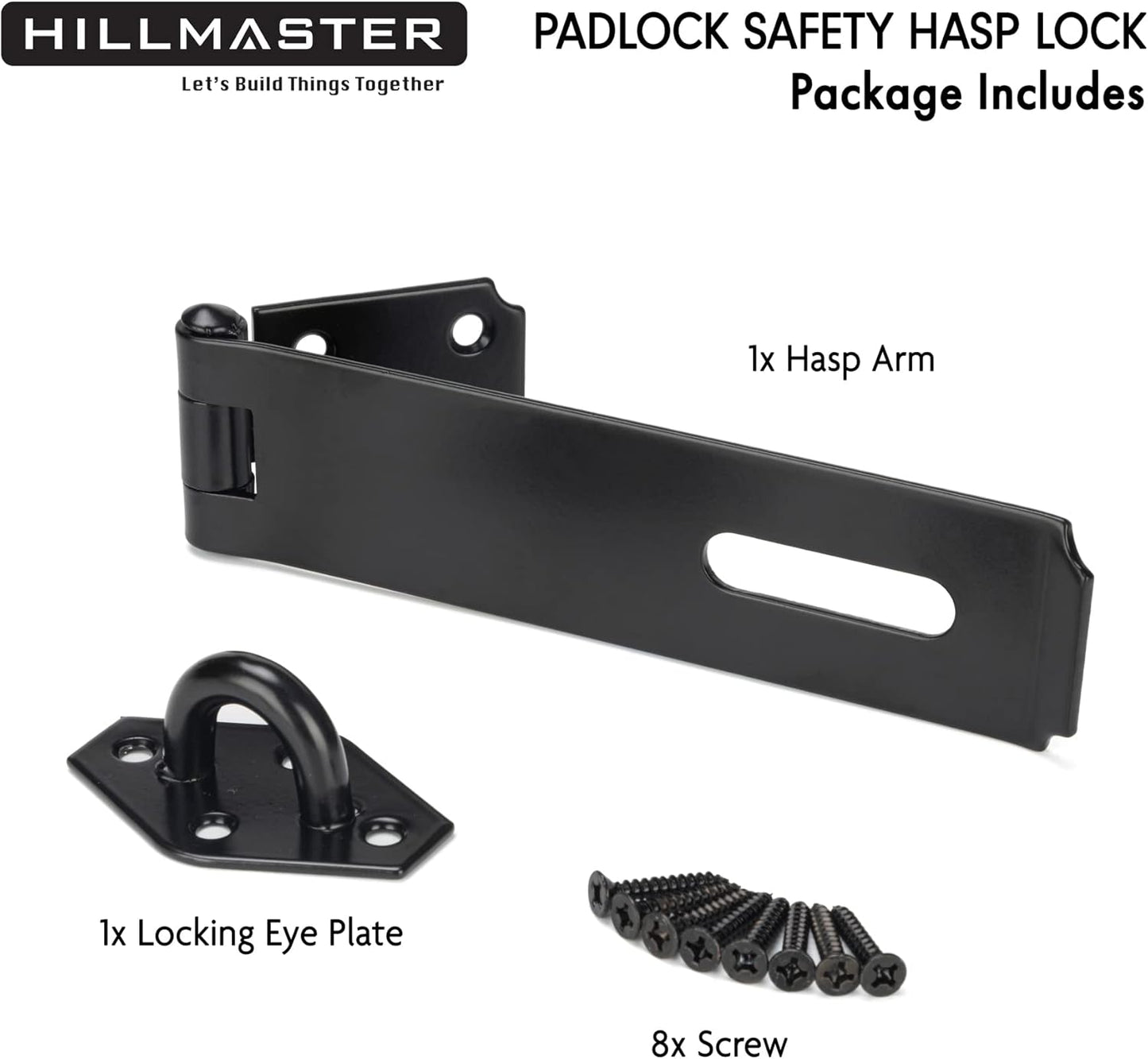 7-3/4" Heavy Duty Steel Door Hasp Latch for Safety Gate Lock - Black Finish - WildKart