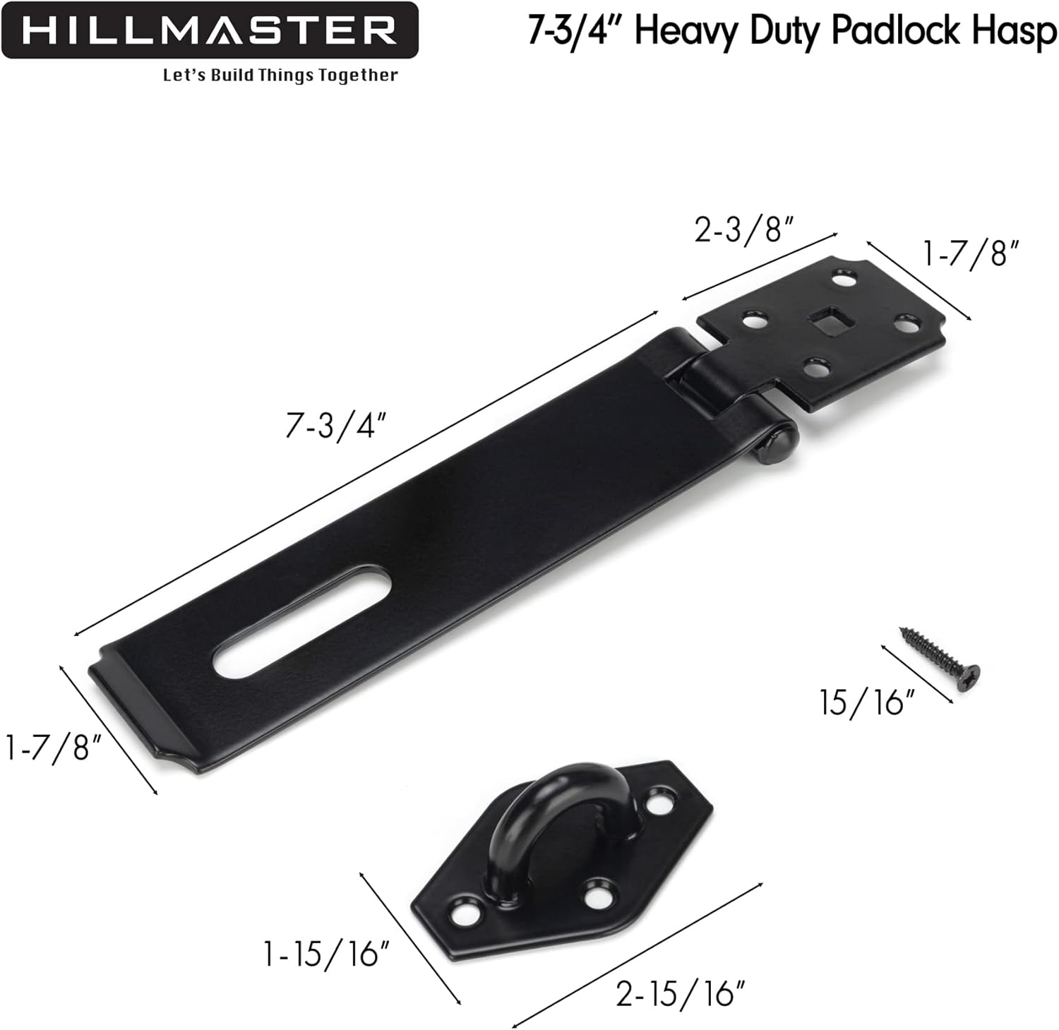 7-3/4" Heavy Duty Steel Door Hasp Latch for Safety Gate Lock - Black Finish - WildKart