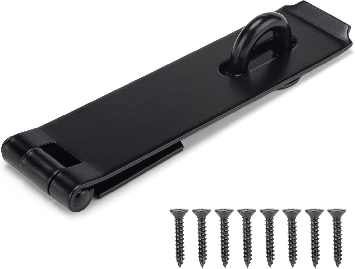 7-3/4" Heavy Duty Steel Door Hasp Latch for Safety Gate Lock - Black Finish - WildKart